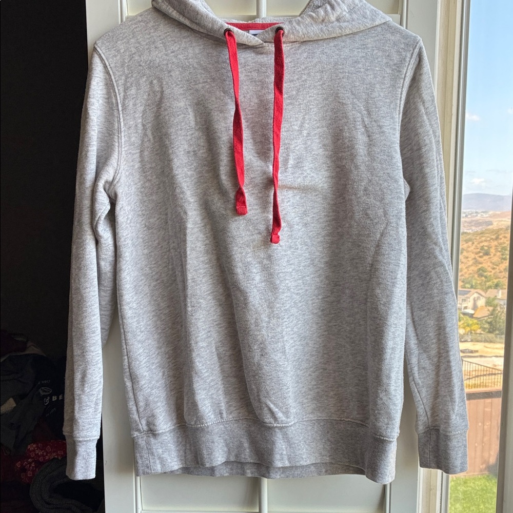 Old Navy Light Gray Hoodie with Pink Drawstrings